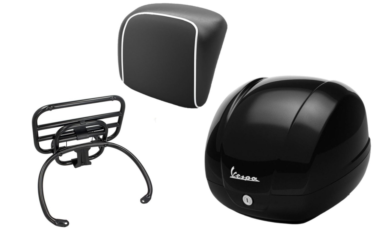 Topcase Kit 36L nero cosmo (98/A), Gepäckträger schwarz, Rückenpolster schwarz für GTS 125/300/310