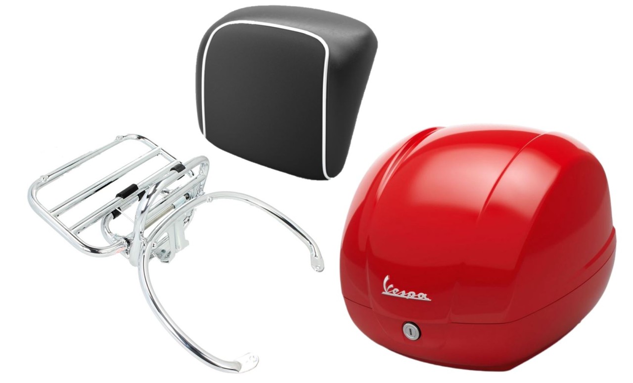 Topcase Kit 36L rot dragon (894), Gepäckträger chrom für Vespa GTS 125/300/310