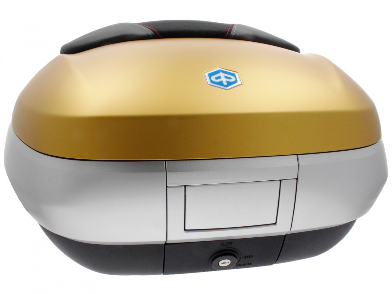 Top Case 50 l, (LE_gold matt) inkl. Rückenpolster für Piaggio MP3 500 Sport Advance HPE